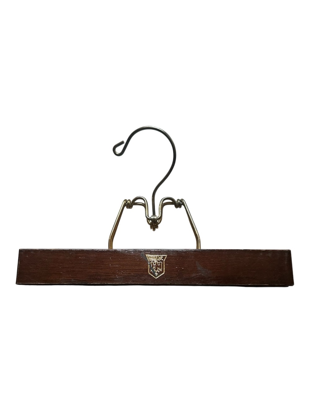 Vtg Royal German Wooden Skirt/Pant Hanger with Brass Clip - Brown